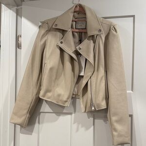 Sleek Beige Leather Jacket by Bagatelle